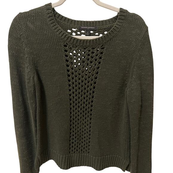 Banana Republic Women's Army Green Open Weave Detail Sweater Size Small - Picture 1 of 5